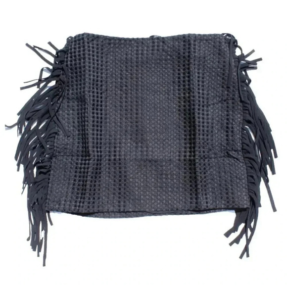 NWT ENGLISH FACTORY Black Western A-LINE MINI Skirt W/ Tassels Fringe Sz Large - Picture 1 of 1